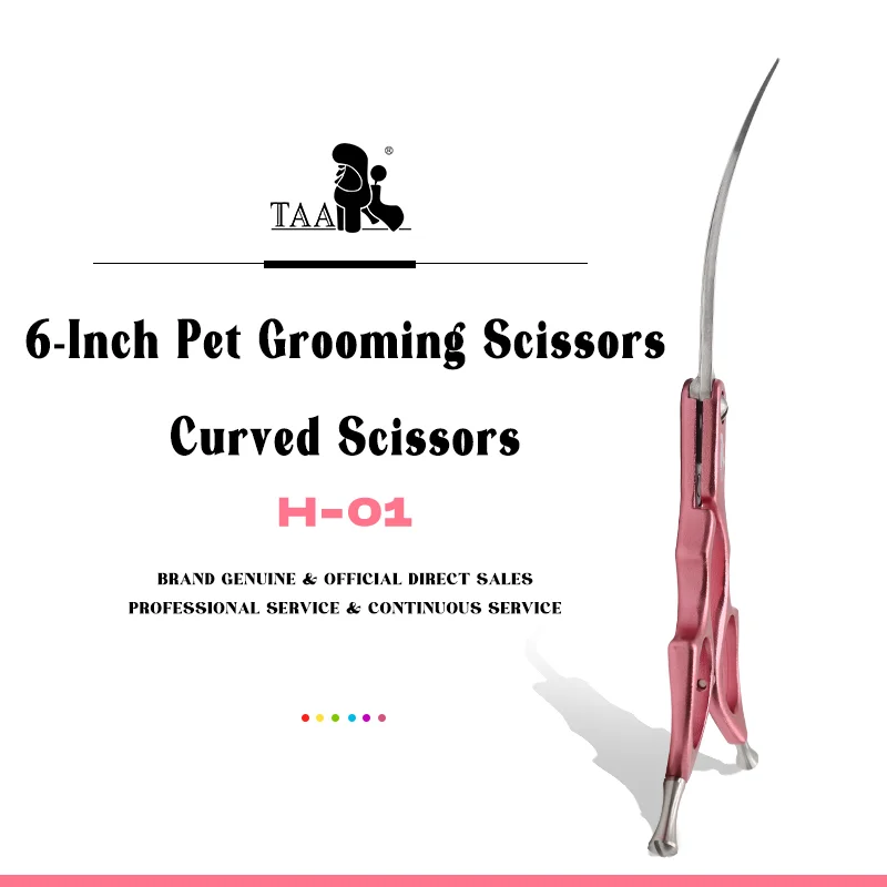 TAA Dog Scissors Professional Pet Grooming Scissors 6 Inch Curved for Dog Cat Grooming Shears Ultra-Light Cutter H-01 dog grooming scissors