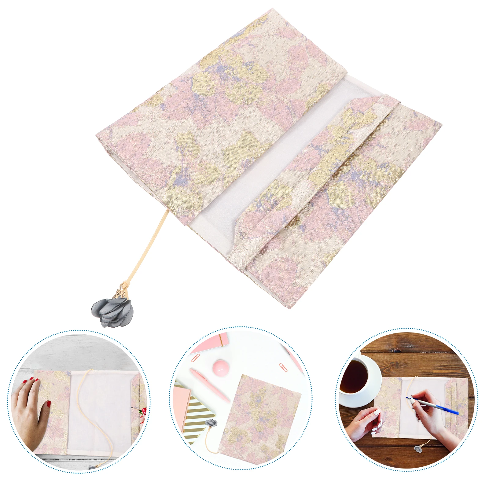1pc Fabric Book Handmade Cloth Book Cover Satin Protective Sleeve A5 Size Adjustable Fit Notebook Case Cloth Pouch Book Sleeve - 2