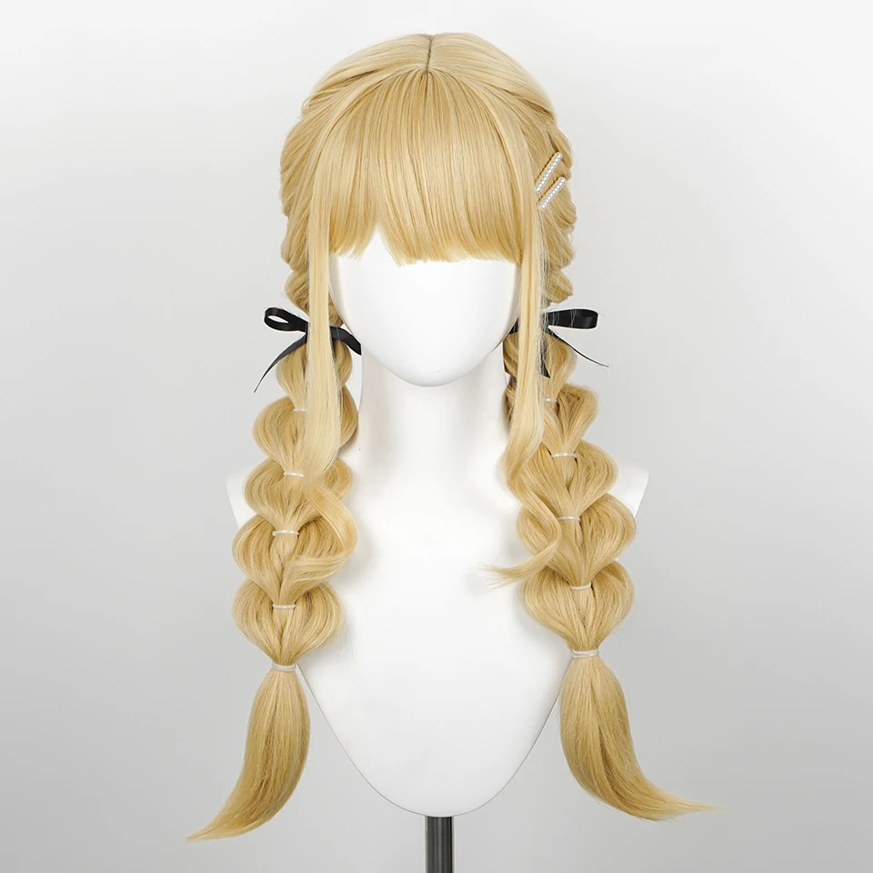 Blonde Synthetic Yaki Wig with Bangs for Women
