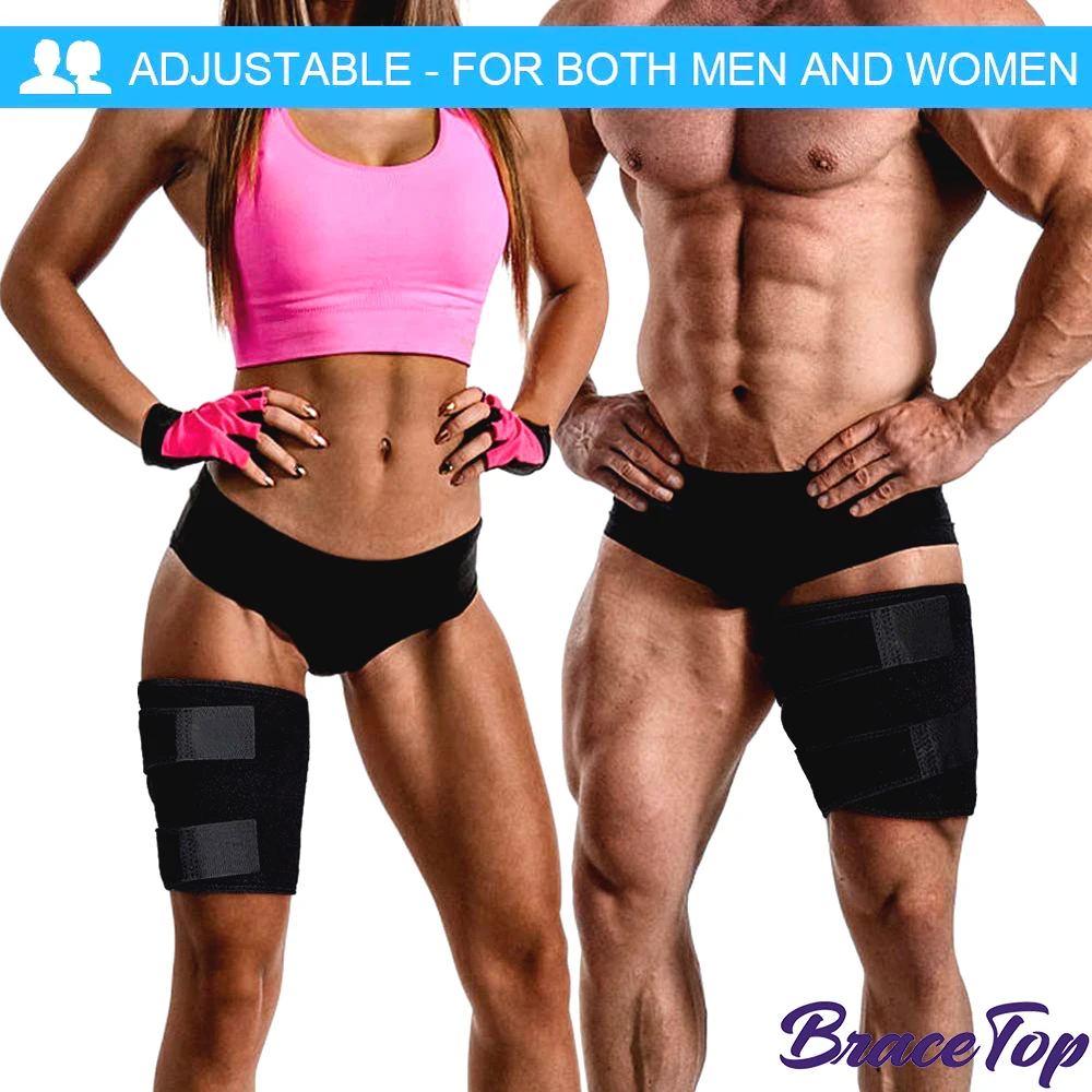 BraceTop-Support d'attelle de cuisse, coupe-bordures à manchon de compression rond, adapté aux muscles tirés des figues à hameaux, souches Lightning, quadriceps