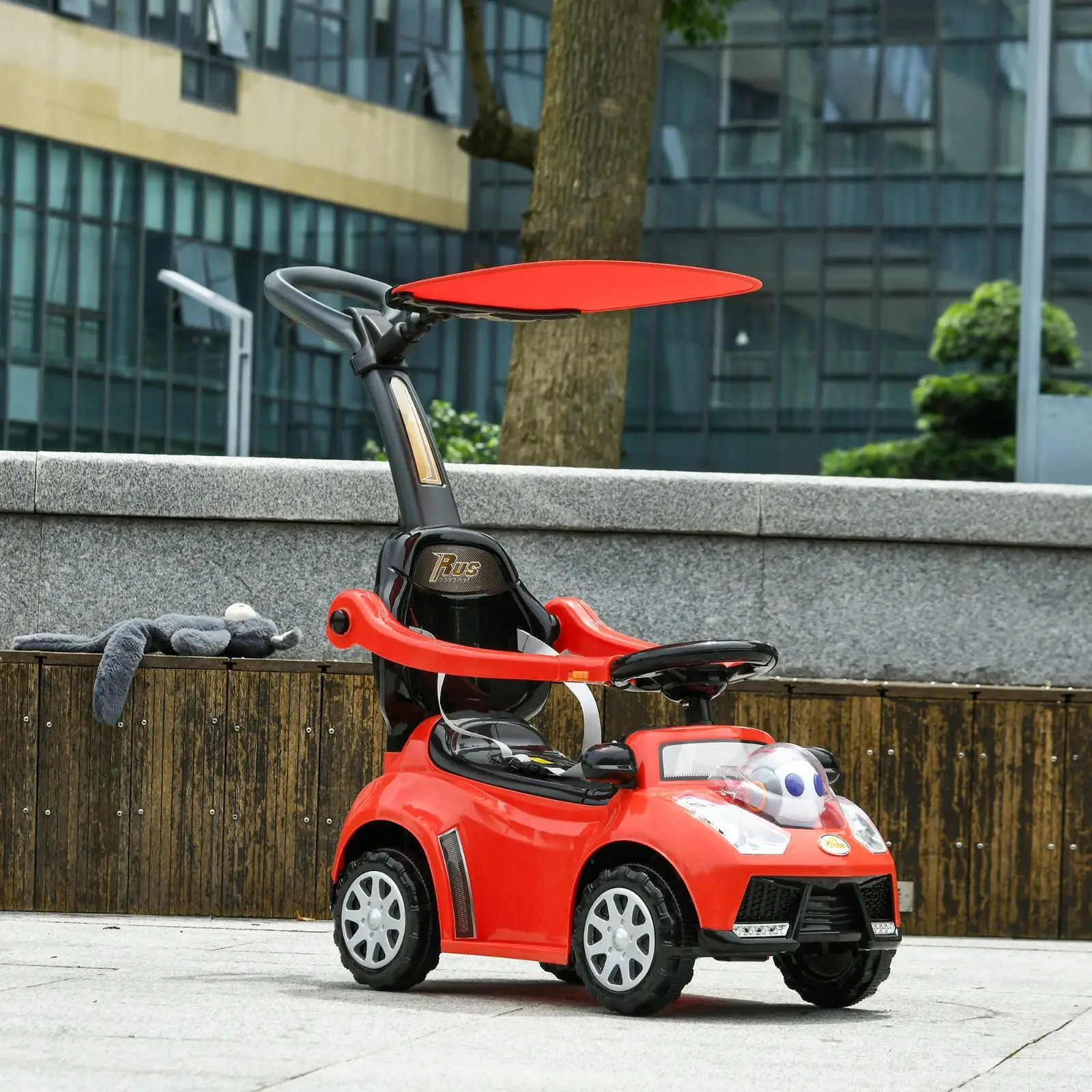 3 in 1 Kids Push Car with Safety Fence Music Horn and Canopy Baby Ride on Toddler Sliding Car for Children Travel Outdoor Play 3 in 1 Kids Push Car with Safety Fence Music Horn and Canopy Baby Ride on Toddler Sliding Car for Children Travel Outdoor Play
