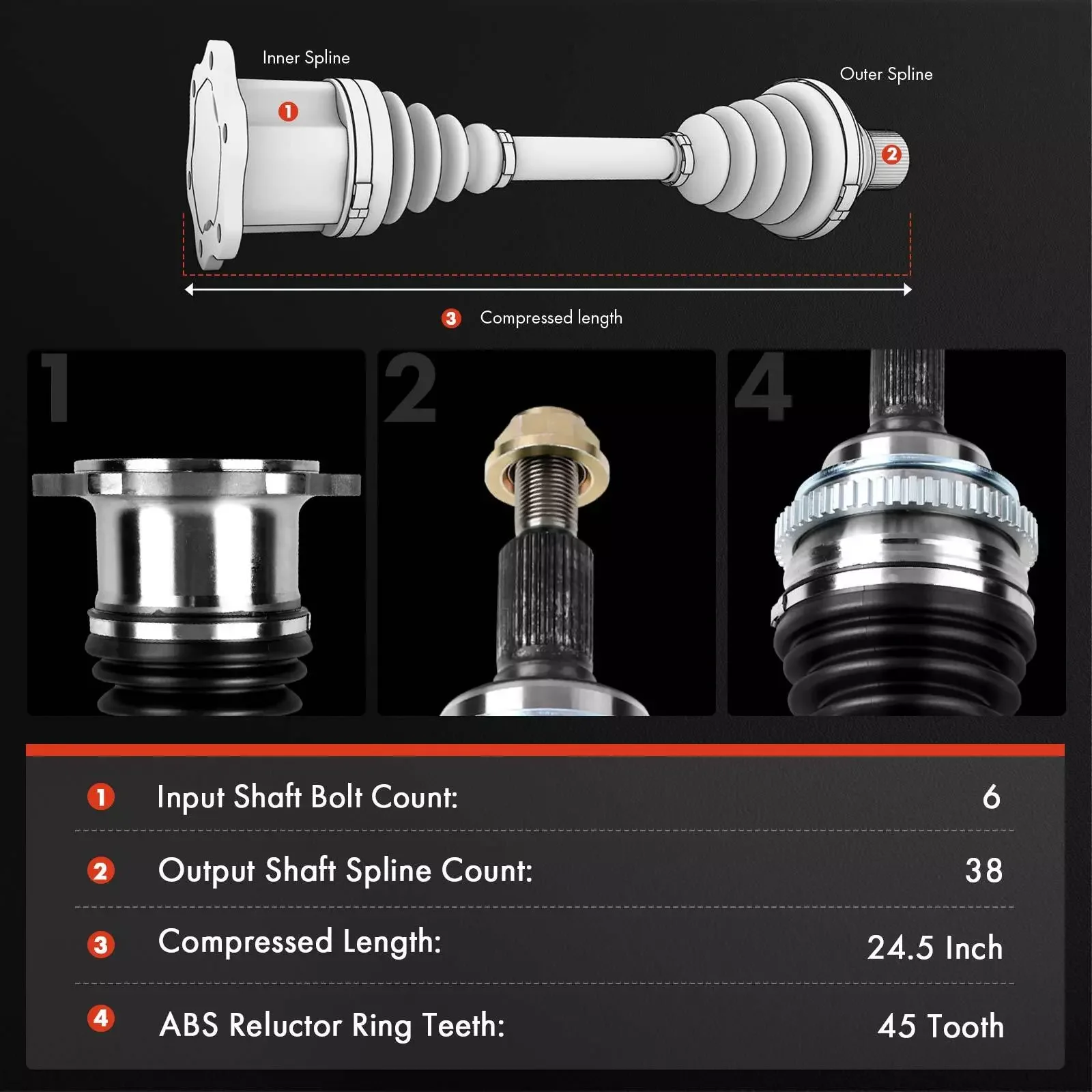 Front RH Passenger CV Axle Assembly for Volkswagen Passat Audi A4 Manual Trans
