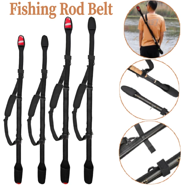 Portable Fishing Pole Tackle Holder Adjustable Fishing Rod Shoulder Belt  Wear-resistant Fastener Tie for Outdoor Fishing