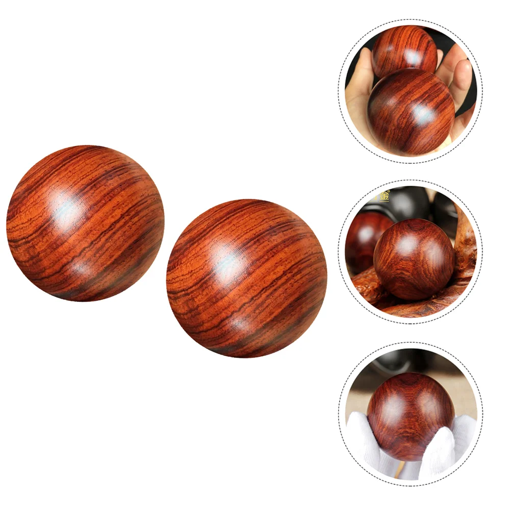 

2 Pcs Solid Wood Massage Ball Hand Massager Supplies Round Balls Sole of Foot Handball Muscle Stretch