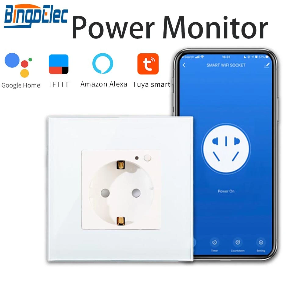 Bingoelec EU Standard Smart Socket Work For Alexa Google Home White
