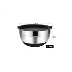 Premium Stainless Steel Mixing Bowl Set with Lids and Non-Slip Bases (24 cm)