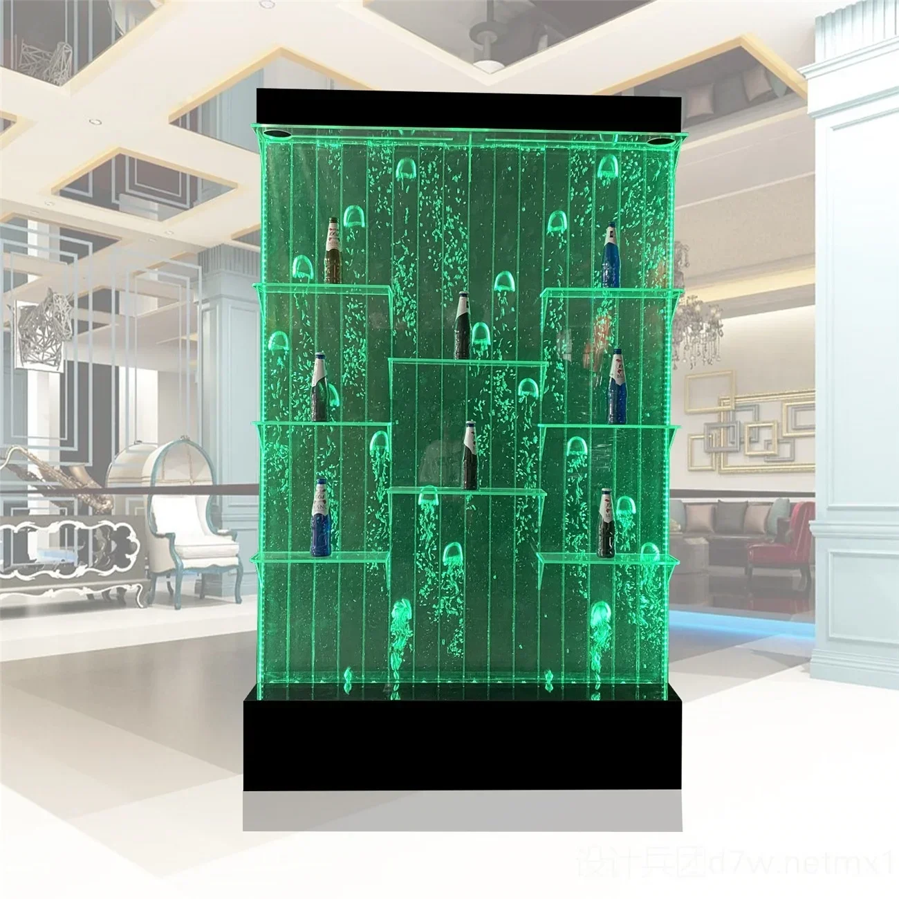 Made Bar Aquarium Design LED Acrylic Bubble Water Wall Cabinet Wine Shelves And Display