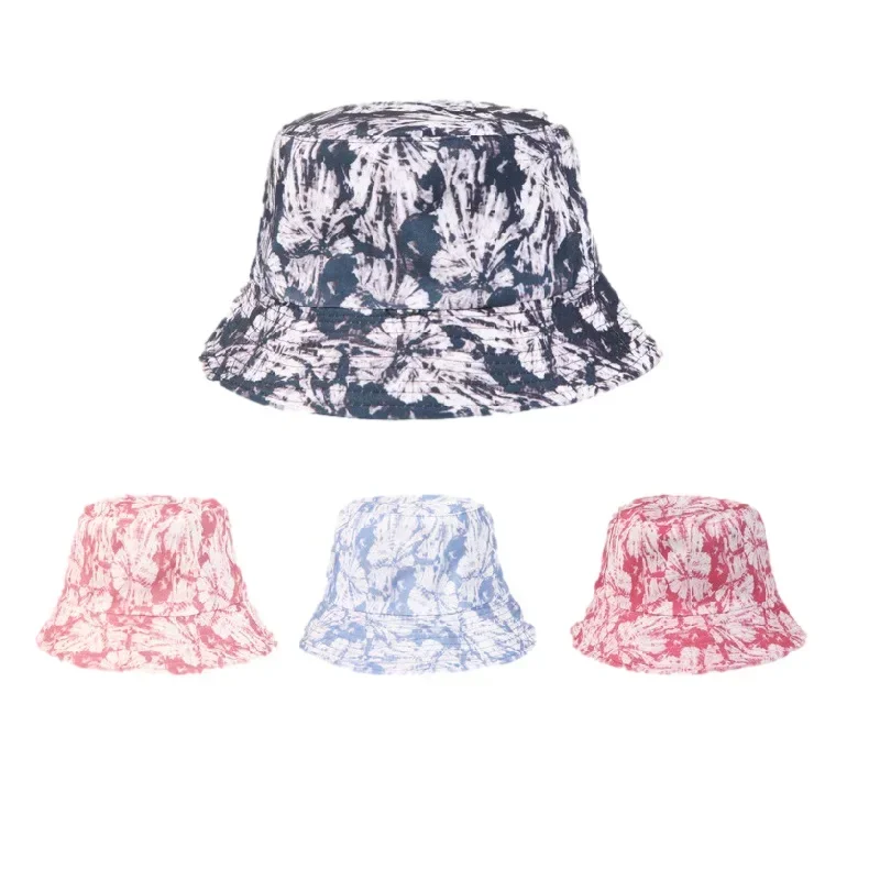 

Canvas Sunscreen Fisherman's Hat Tie Dyed Print Wide Brim Fishing Caps Double Sided Versatile Men Women Beach Bucket Hat