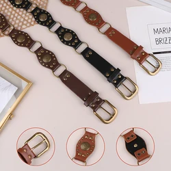 Y2K PU Vintage Belt Holiday Bohemian Metal Sashes Women Adjustable Streetwear Belt Harajuku Aesthetic Belt