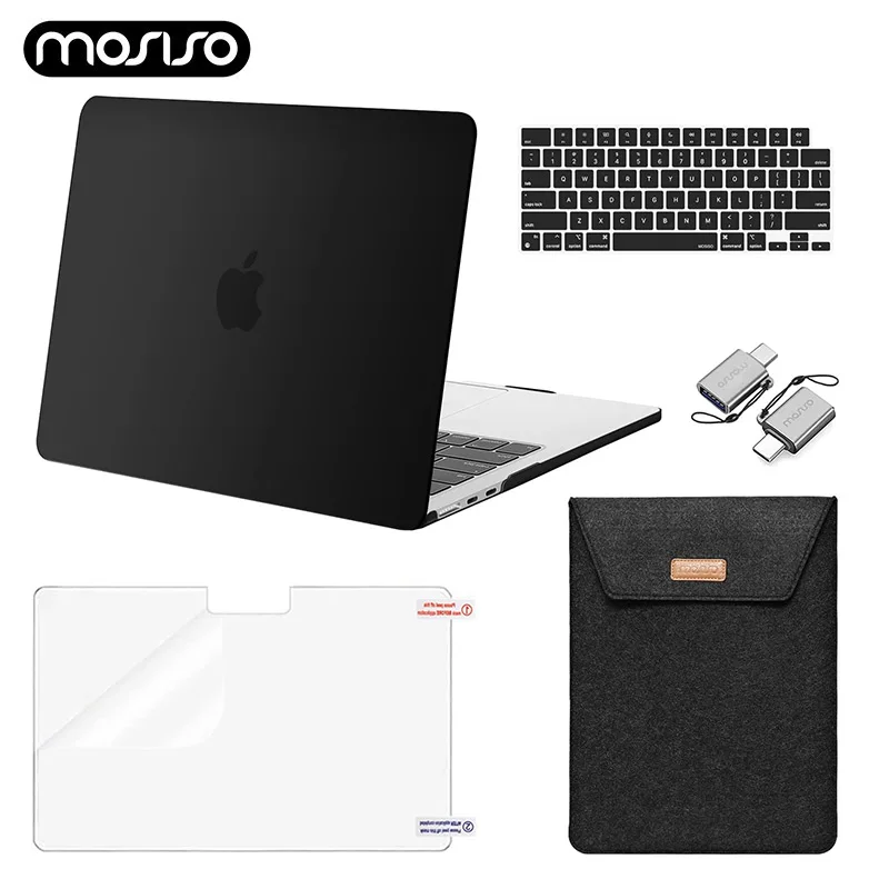 

Laptop Bag Case for MacBook Air 13.6 inch 2022 2023 A2681 M2 Chip Hard Shell & Flap Felt Sleeve Cover & Type C Adapter 2 Pack