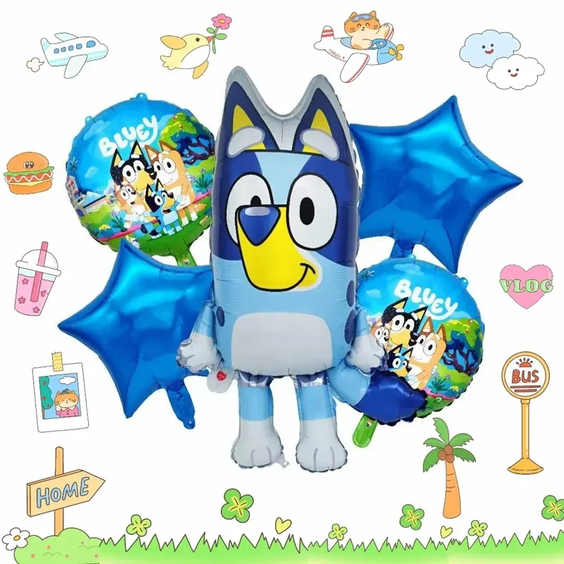 Alce Bluey Famiglia Palloncino Decorativo Bingo Pellicola Di Alluminio Palloncino Giocattolo Del Fumetto Palloncino Festa Di Compleanno Decorazione Fe