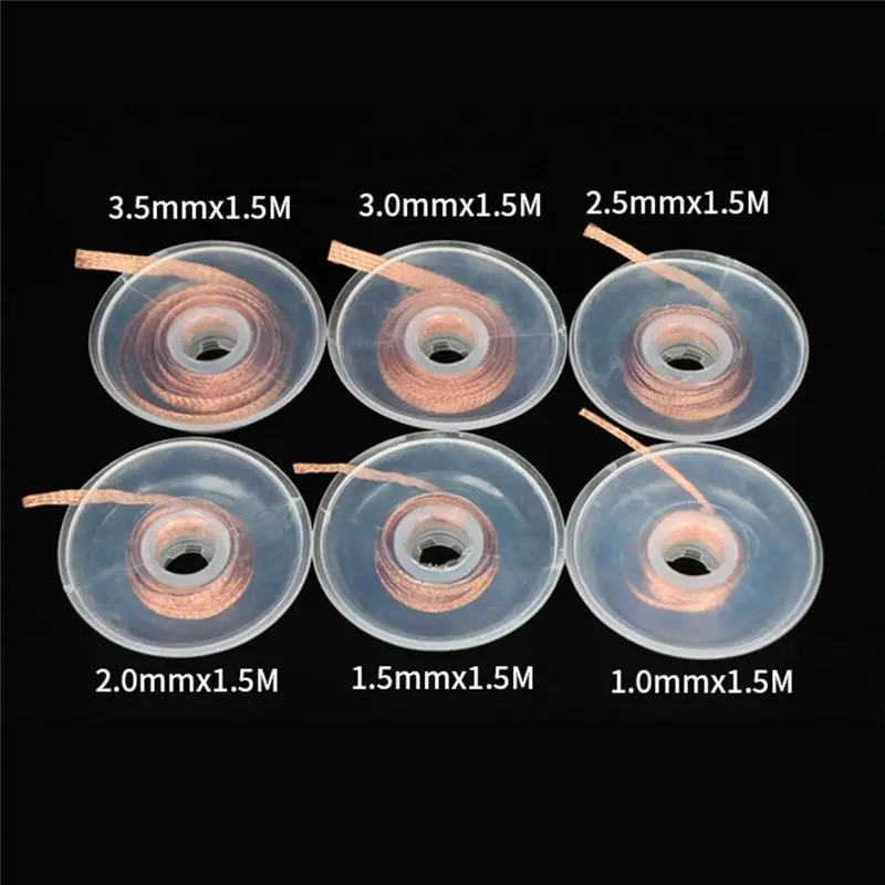 ABRE-6PCS 납땜 제거용 브레이드 용접 솔더 리무버 심지 1.5M 폭 1 1.5 2 2.5 3 3.5mm 와이어 리드 코드 플럭스 BGA 수리 도구