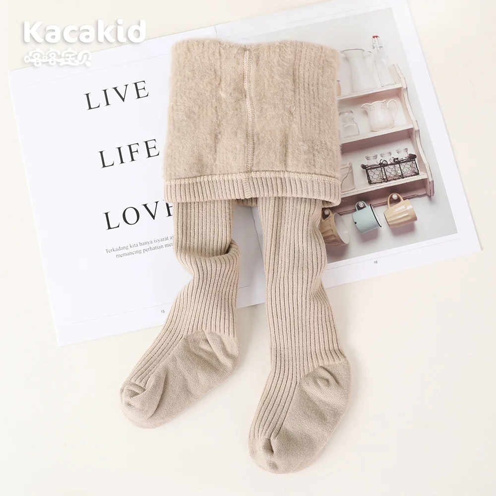1-10Years Girls Winter Thicken Tights Super Warm Girls Pantyhose Kids Pantyhose with Fleece Inside Brushed Thicken Kids Trousers