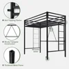 Bunk Beds Loft Bed Frame for Juniors & Adults, Metal Loft Bed Twin Size with Safety Guardrail & Removable Ladder,  Toddler Bed 3