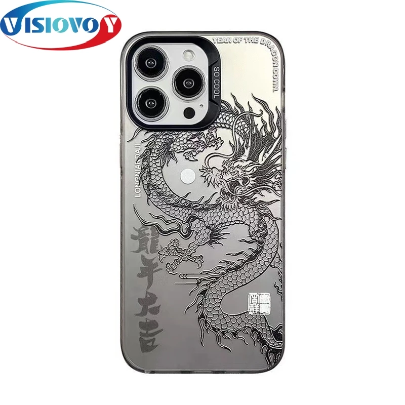 Custodie Per Telefoni Per Iphone 15 14 13 Pro Max Dragon Patterns Tale Fundas Potenti Cover Protettive Per La Schiena Potenti Stili Cinesi