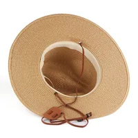 Men's Paper Straw Big brim Straw Hat Summer Sunscreen Sunshade Hat Panama Straw Hat Outdoor Travel Sun Hat Hat for Women 4