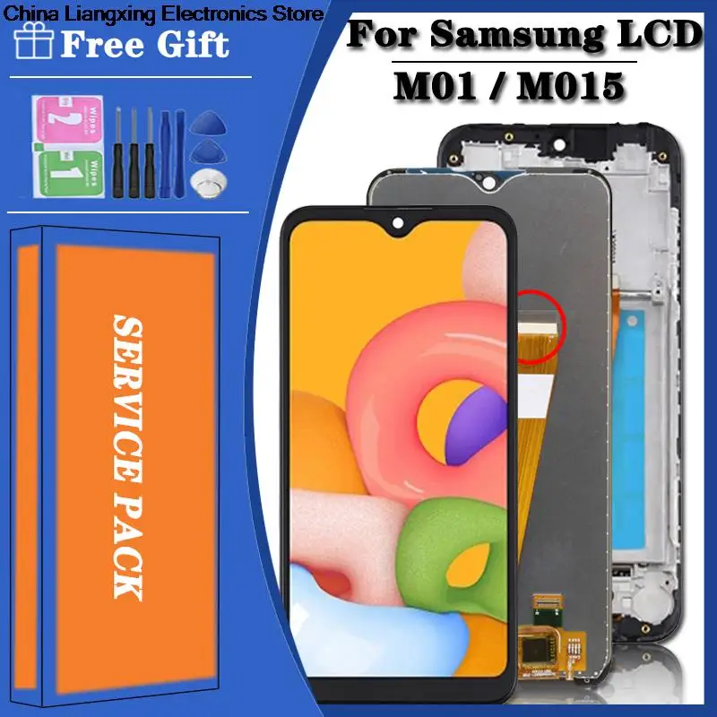 

100%lcd original para samsung galaxy m01 m015f/ds display lcd de tela toque digitador assembléia para samsung m015f m01 tela lcd