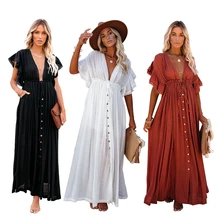 

Sexy Bikini Cover-ups Long White Black Tunic Casual Summer Beach Dress Elegant Women Plus Size Beach Wear Swim Suit Cover Up