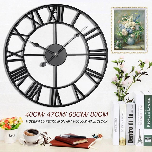 40/47/60/80cm orologio da parete decorazioni per la casa Vintage soggiorno  forma rotonda romana decorativo da parete numeri romani orologio orologio da  casa - AliExpress