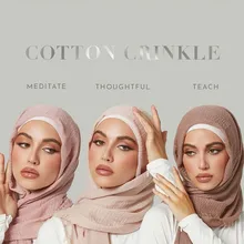 

Muslim Women Crinkle Hijab Soft Cotton Scarf Hijabs Head femme musulman Turban Shawls Wraps Islamic Headscarf 180X90CM