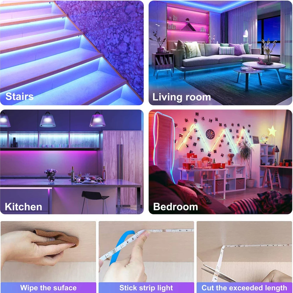 LED Strip Lights USB Bluetooth 5V RGB LED Lights Flexible LED Lamp Tape Ribbon RGB TV Desktop Screen BackLight Diode Tape Luces