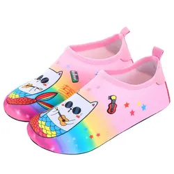 Kids Quick-Dry Aqua Barefoot Water Shoes - Animal Design for Beach & Water Activities (Pink Fish)