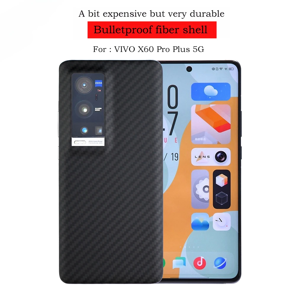

Dropshipping Real Aramid Fiber Carbon For VIVO X60 PRO Plus Ultra-thin AntiFall Business X60 PRO(CN Version) 5G Shell CASE Cover