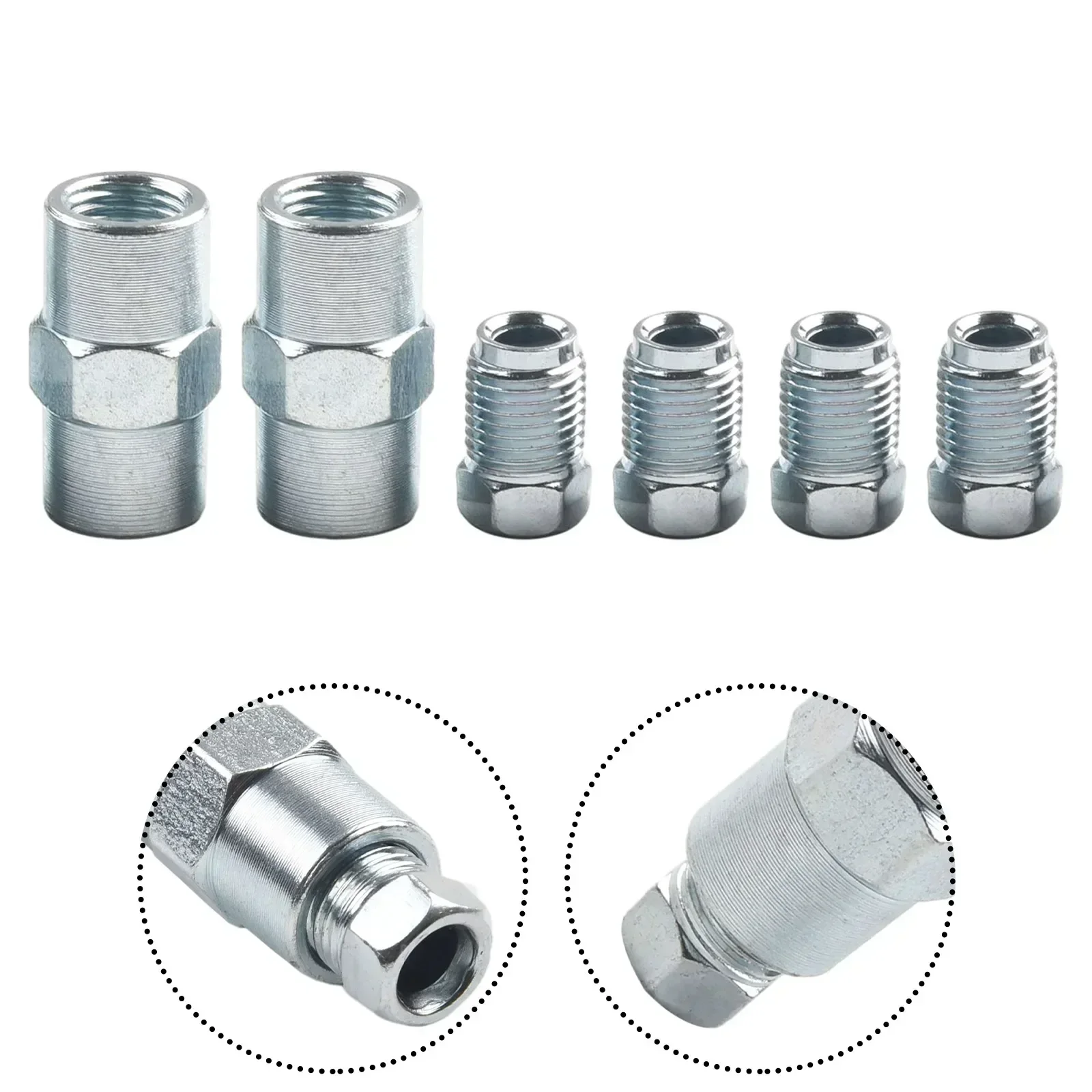 6Pcs Car Brake Pipe Joint Brake Cable Connector Kits Pipe Way Female Connector For Bell Mouth Of 3/16 Accessoires