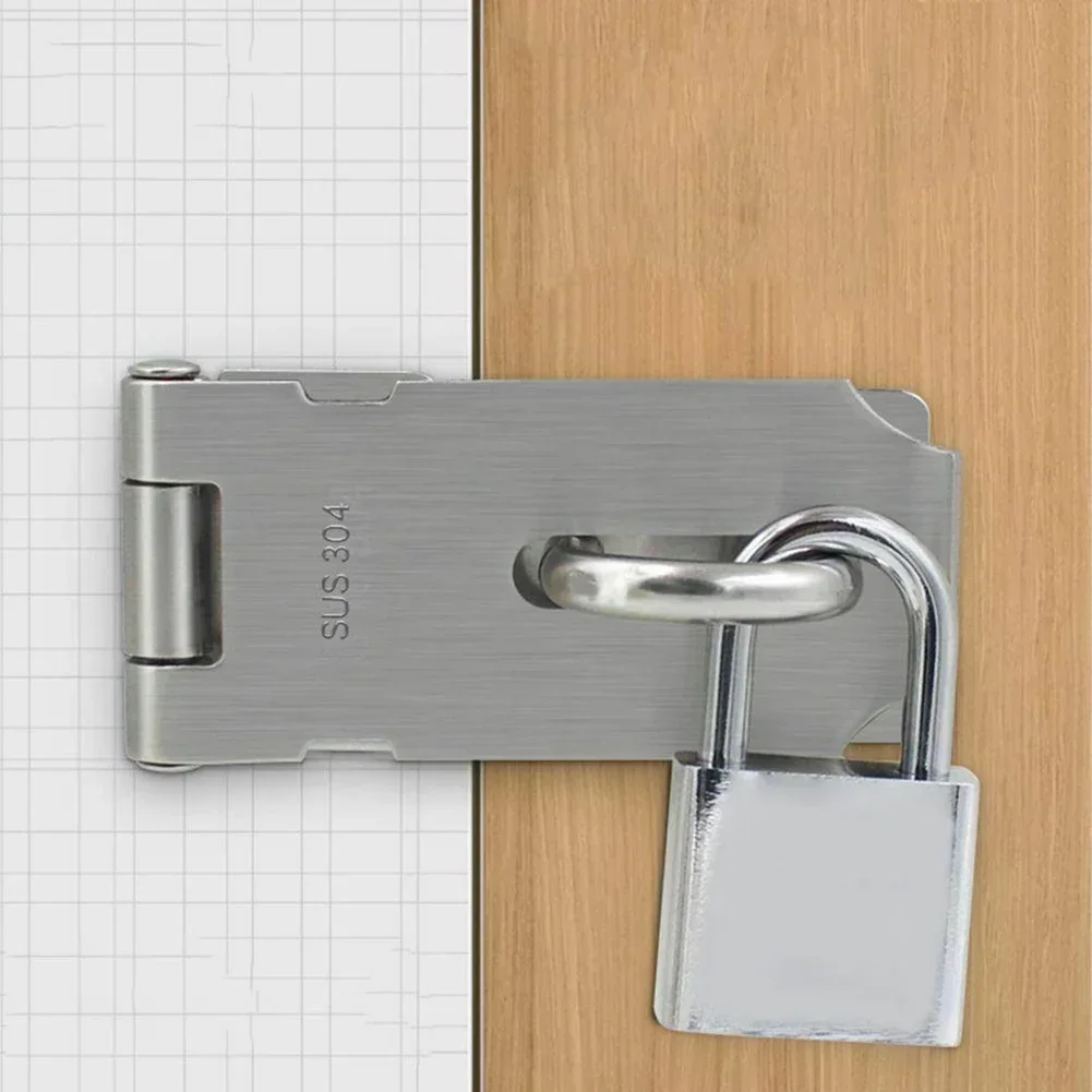 Description Picture 4 of itemDoor Clasp Lock Anti Theft Hasp Staple Shed Latch Stainless Steel Door Lock Padlock Clasp Burglar-proof Hardware For Wood Door
