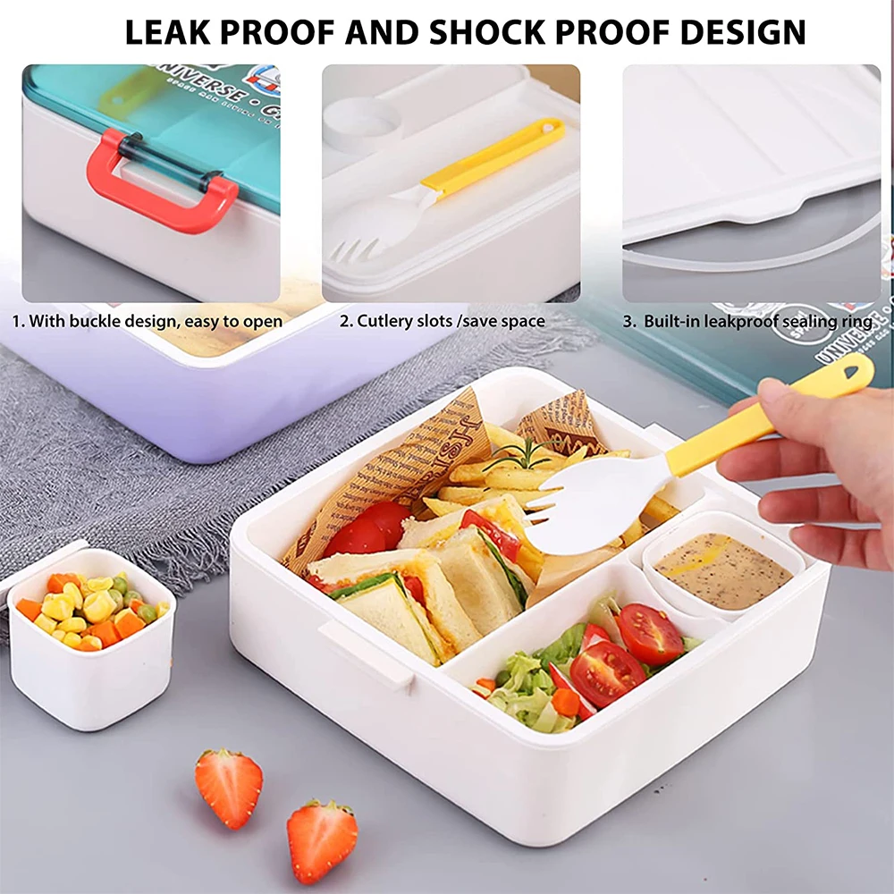 Lunch Container Good Sealing Compartment Large Capacity with Tableware 3  Layers Multiple Grid Lunch Food Box Daily Use