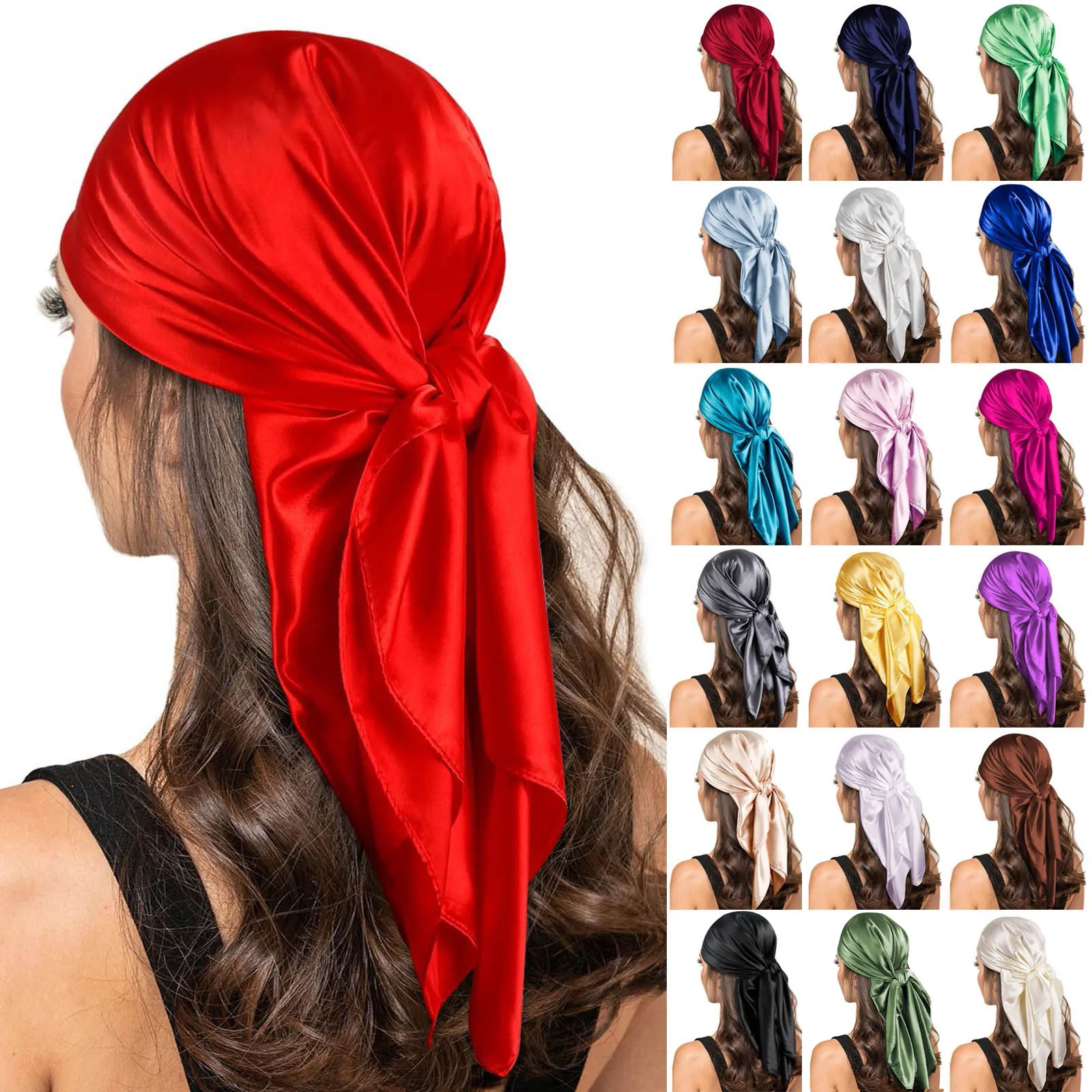 Luxury Silk Satin Square Head Scarf Neck Scarves Ladies Hair Bandanas Night  Sleeping Hijab Scarves for Women Headband 90cm - AliExpress