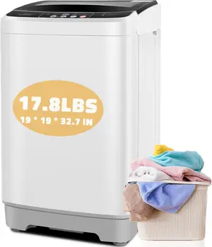 Portable Washing Machine for Apartment, RV, Dorm - Glass Cover, 17.8Lbs, 2.4Cu.ft, 10 Wash Programs, 8 Water Levels 1