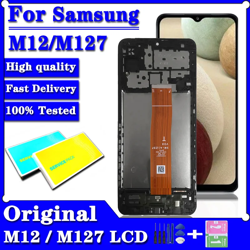 Tanie 6.5 "oryginalny wyświetlacz do Samsung Galaxy M12 M127 wyświetlacz LCD