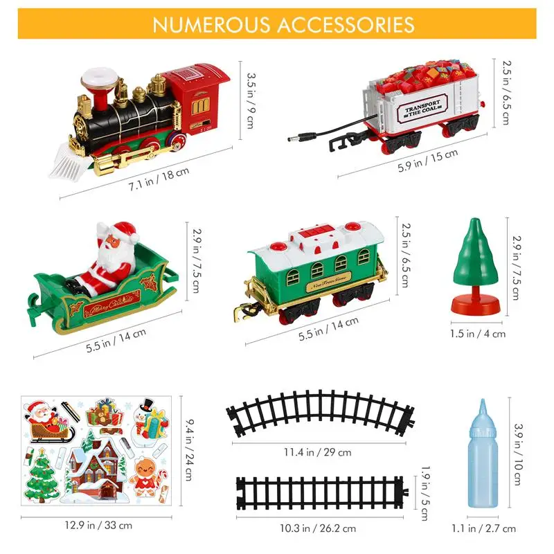 Christmas Train Set Electric Train Toy With Sound Light Railway Tracks For Kids Gift Christmas Tree Decorations Steam Toy