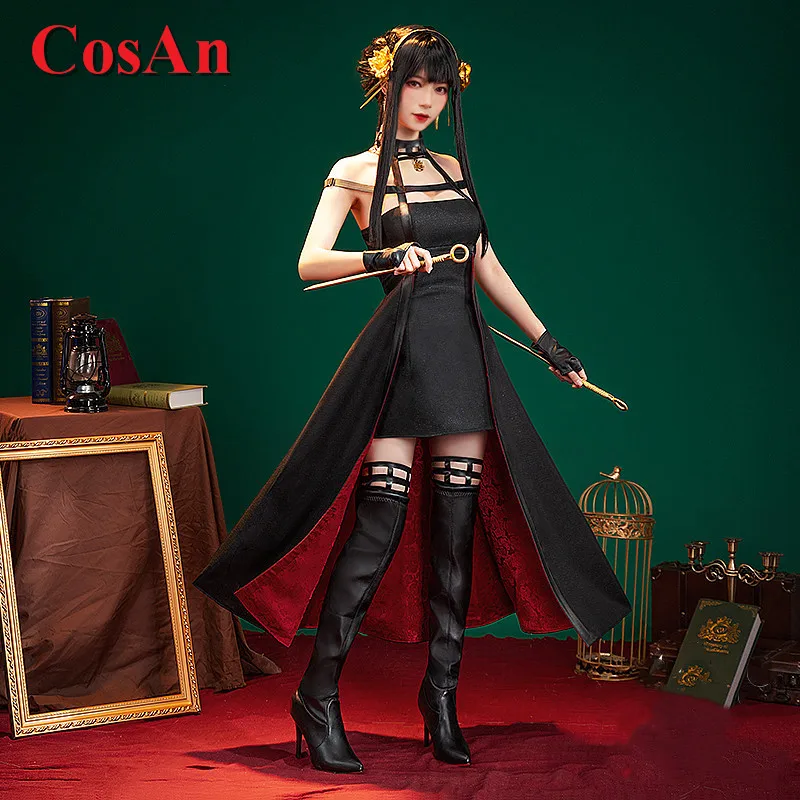 

CosAn Anime SPY FAMILY Yor Forger Cosplay Costume Sweet Elegant Black Uniform Dress Female Activity Party Role Play Clothing