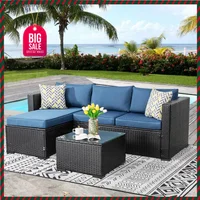 BestsellerBestsellerBestseller5 pieces patio furniture sets, wicker outdoor sectional furniture with glass table and cushions, r