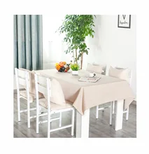 

Cotton Linen Tablecloths, Waterproof Table Covers Simple Solid Color Beige Dining Table Coffee Table Deco