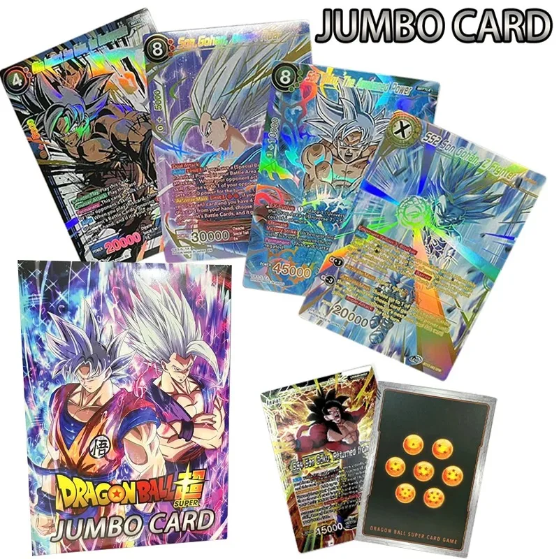 

12Pcs Dragon Ball Goku Jumbo Holographic Super Card in English Anime Big Cards Oversized Songohan Super Saiyan Vegeta Collection