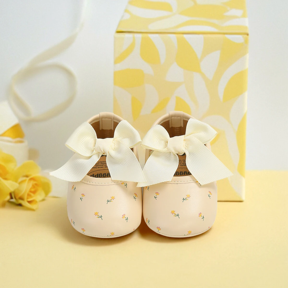 Infant Baby Girls Mary Jane Flats Non-Slip Bowknot Princess Wedding Dress Shoes Toddler Crib Shoes 3