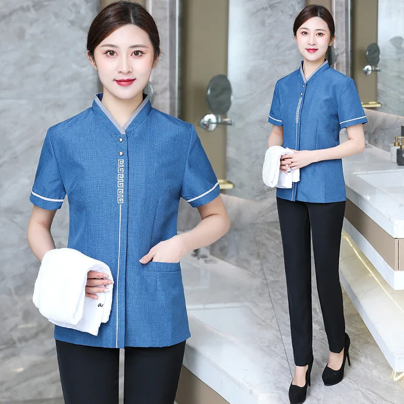 

Cleaning Work Clothes Short Sleeve Aunt PA Property Uniform Hotel Hotel Guest Room Waiter Workwear Summer Clothes for Women