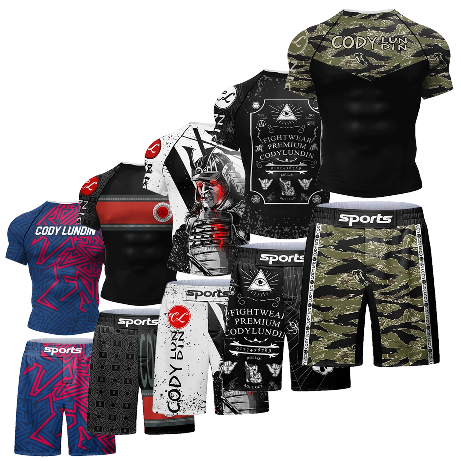 Bjj mma T-Shirt Shorts Sets Boxing sportswear rash guard sportsuits Muay Thai sublimation Gi Rashguard Clothing Sets