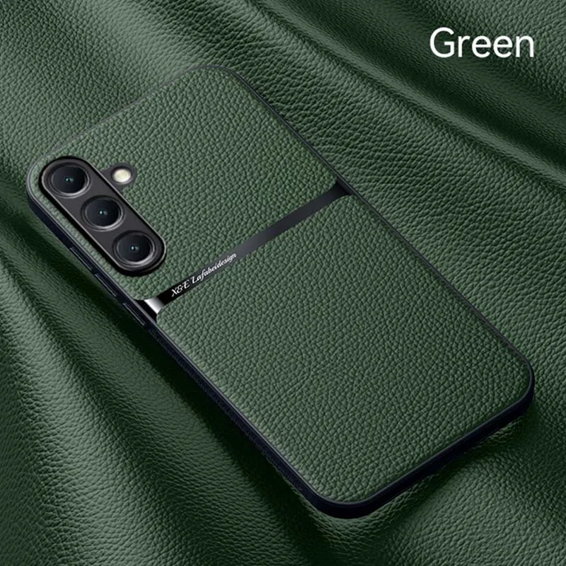Premium Magnetic Black Leather Phone Case with Car Holder Attachment