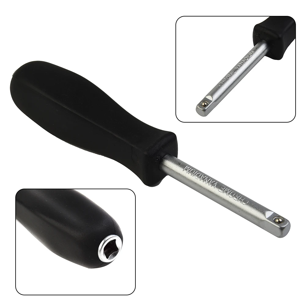 Tool Handle Knob Accessories Screwdriver Connecting Rod Small Spinner 1/4" Connection Handle Dual-purpose Multi-function Square Rubber Handle