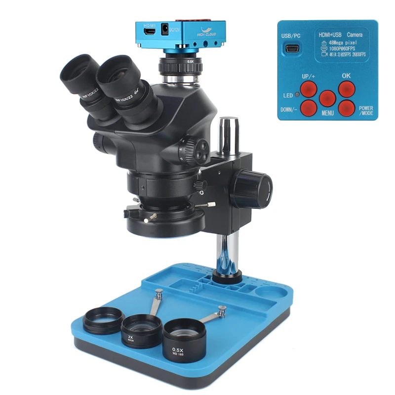 48Mp 2K 4K Hdmi Usb Videocamera Laboratorio Industriale Simul Ingrandimento Focale Zoom Continuo 7X 50X Microscopio Trinoculare Stereo