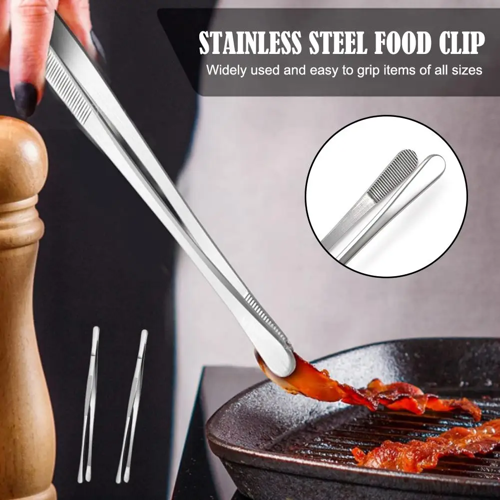 

1Pcs Stainless Steel Tweezer Barbecue Tong For Kitchen Cooking Roasting Grabbing Small Objects Dessert BBQ Spaghetti Tools F8S1