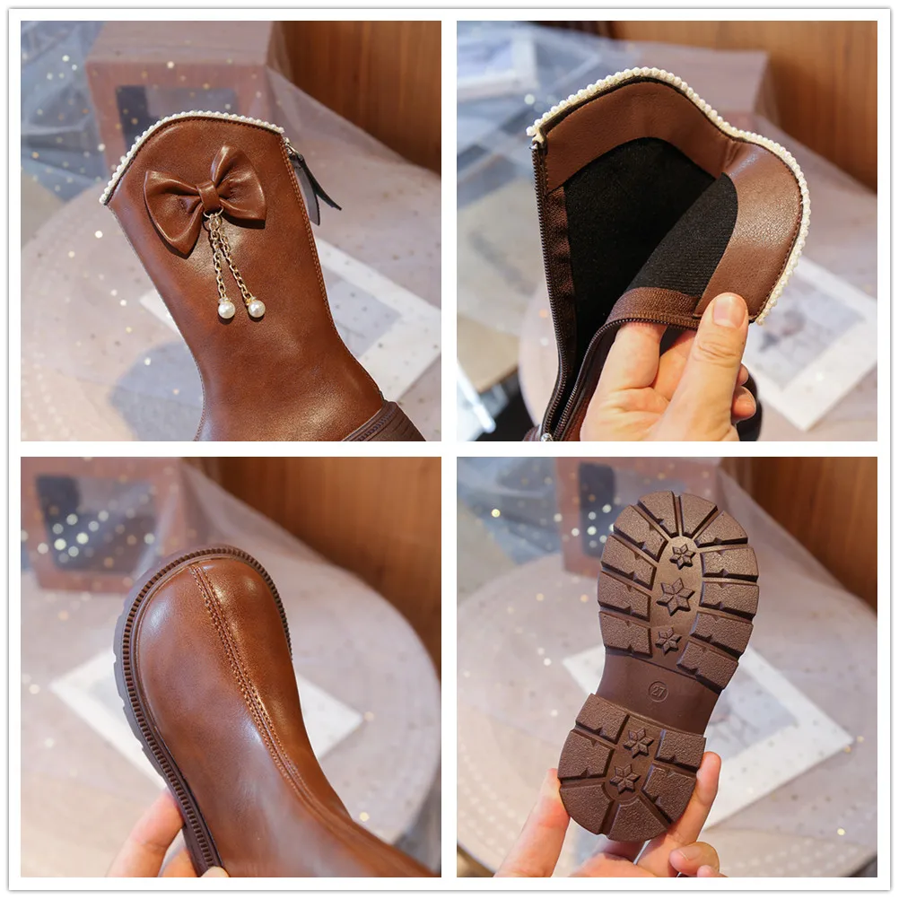 Girls Thermal Winter Boots with Breathable Lining and Bow Detail