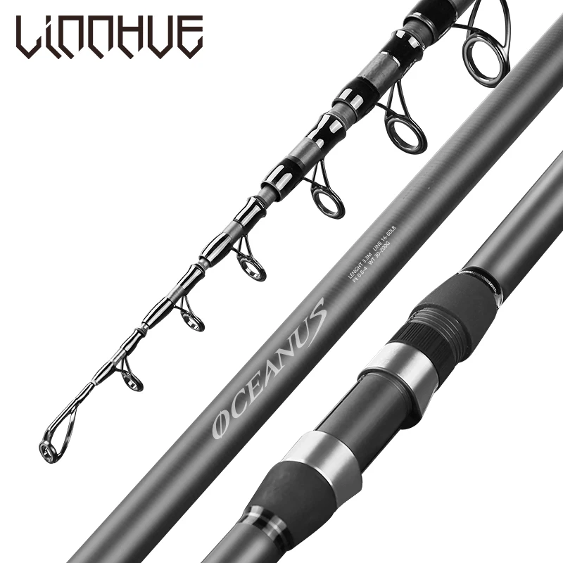 

LINNHUE New Fishing Reel Rod Combo 2.4m-5.4m Spinning Rod Long Shot Carbon Fiber Section 5-8 Ocean Pesca fishing Reel ES9000
