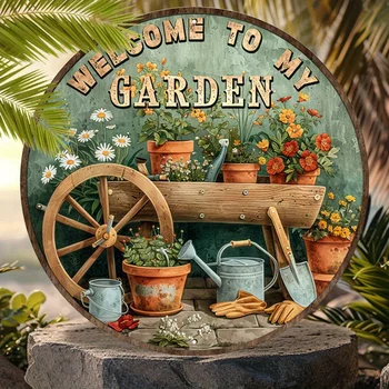 Vintage “Welcome to My Garden” Metal Sign 1