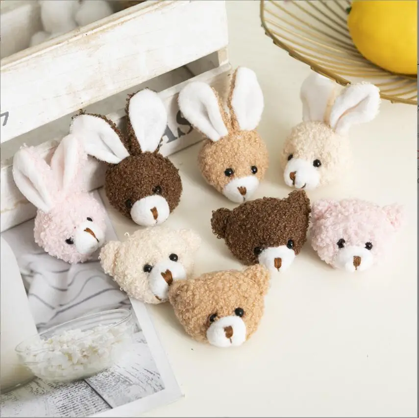 3Pcs/Lots Cartoon Rabbit Head Curly Plush Toys For Birthday Gifts Brooch Bunny  White Mouth Bear Head Stuffed Hair Accessories вентиляторы для корпуса alseye x12 120mm white 3pcs controller x12 set w