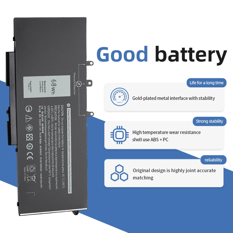 Laptop Battery SUOZHAN GJKNX battery For Dell Latitude 5580 5480 5280 5290 5590 5490 5495 5591 4-Cell 68Whr GD1JP DY9NT 5YHR4